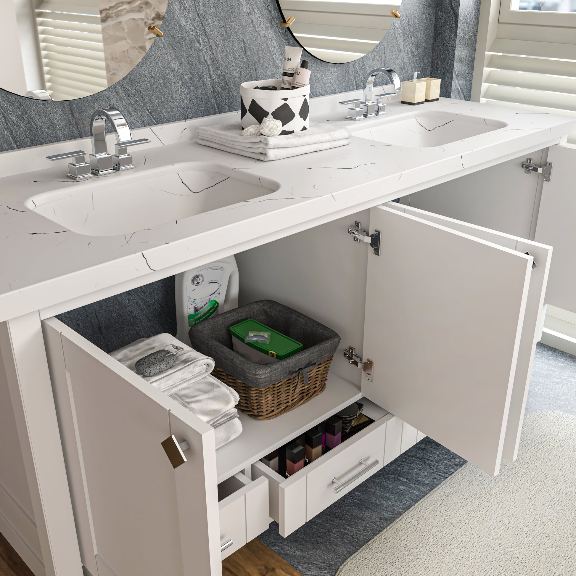 Bathroom Vanity Kardelen Bathroom Vanity-BV71WH01 White 187 X 68 X 110 by DECOROTIKA | Souqify