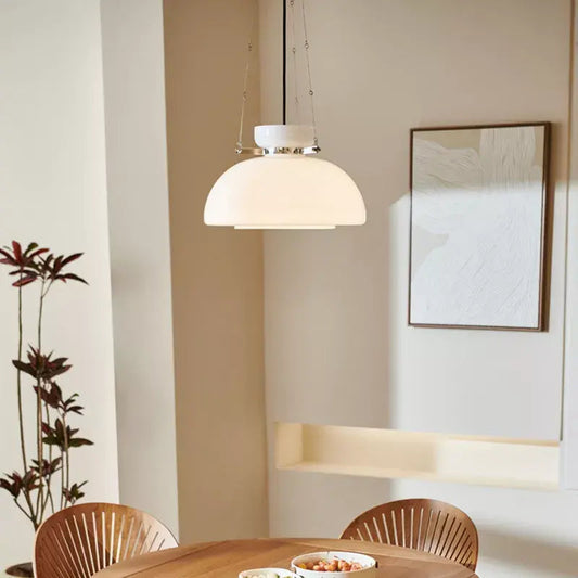 Bauhaus Medieval Milk White Glass Cream Pendant Lamp by Zhongsan | Souqify