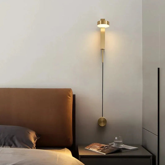 Bedroom Modern With Switch Pull Cord Adjustment Reading Wall Light Luxury Room Single Head Lights Bedside Wall Lamp by Zhongsan | Souqify