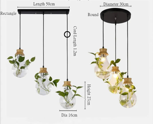 Bedroom Restaurant Bar Pastoral Design Plant Wood Glass Pendant Light by Zhongsan | Souqify
