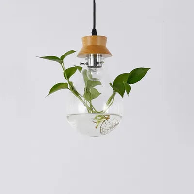 Bedroom Restaurant Bar Pastoral Design Plant Wood Glass Pendant Light by Zhongsan | Souqify