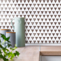 Beige and White Triangle Vinyl Tile T80560 by Vivid Tiles | Souqify