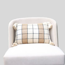 Beige Bliss Checkered Cushion Cover Handwoven, 30 x 50 cm by Luv Saffron | Souqify