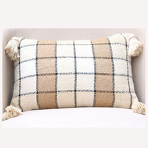 Beige Bliss Checkered Cushion Cover Handwoven, 30 x 50 cm by Luv Saffron | Souqify