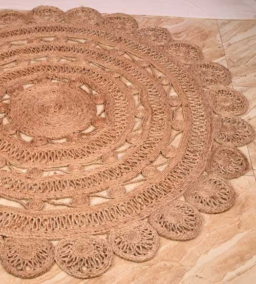 BJ-H-061 Floor Mat Natural Golden 122 cm | 4 Feet by Banik Jute | Souqify