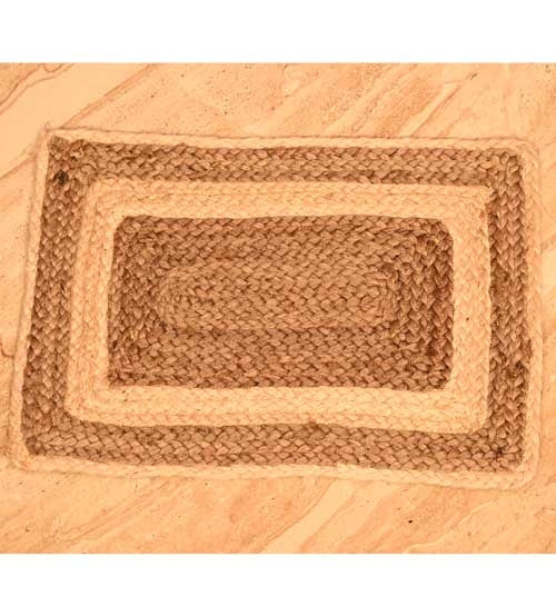 BJ-M-062 Door Mat Natural Golden &amp; Bleach 13 x 19 cm by Banik Jute | Souqify