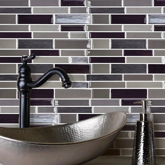 Black and Gray Small Strips Vinyl Tile T80178 by Vivid Tiles | Souqify