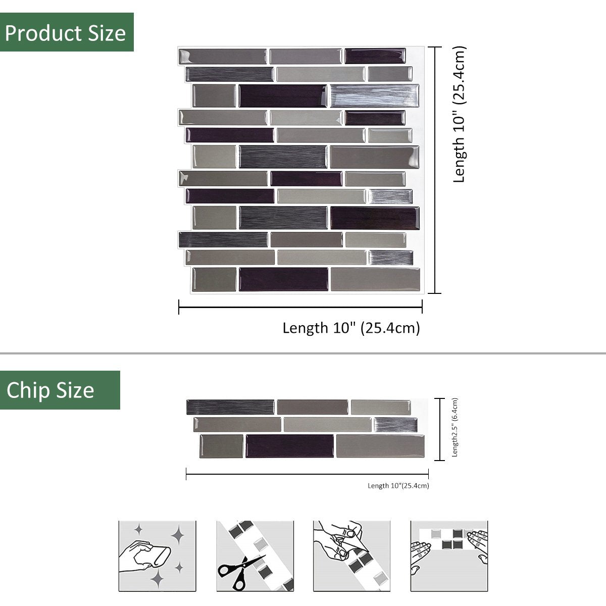 Black and Gray Small Strips Vinyl Tile T80178 by Vivid Tiles | Souqify