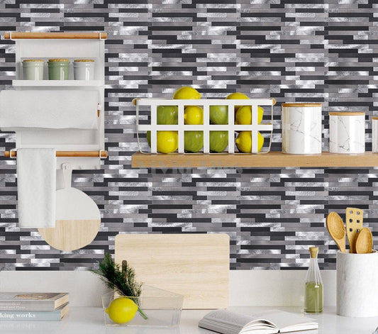Black and Silver Stainless Steel Tile WJ-24 by Vivid Tiles | Souqify