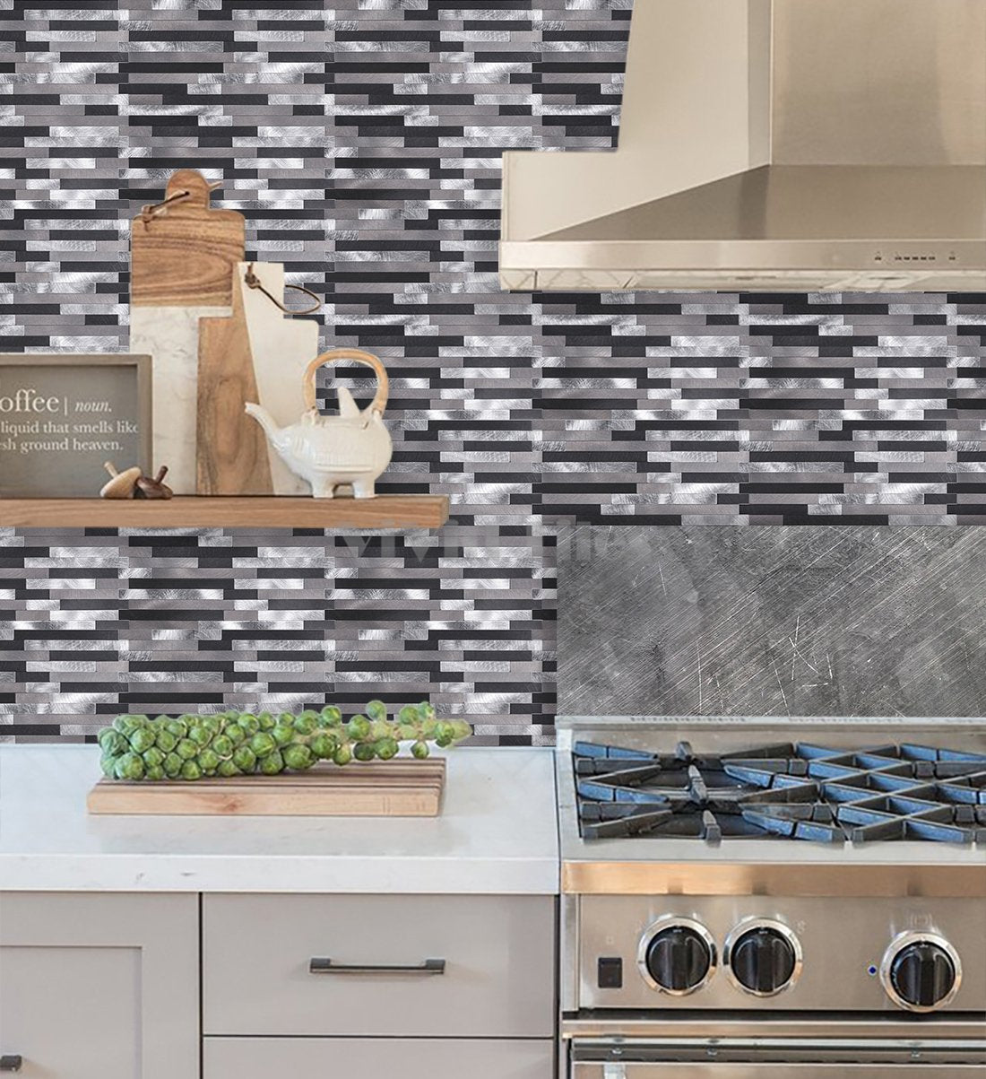 Black and Silver Stainless Steel Tile WJ-24 by Vivid Tiles | Souqify