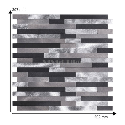 Black and Silver Stainless Steel Tile WJ-24 by Vivid Tiles | Souqify