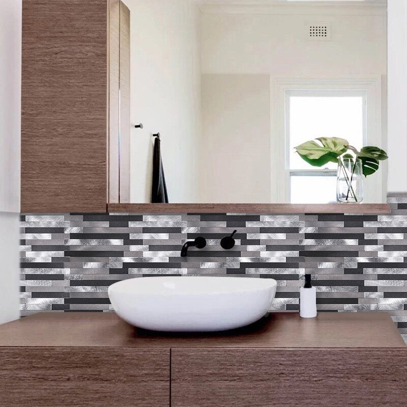 Black and Silver Stainless Steel Tile WJ-24 by Vivid Tiles | Souqify