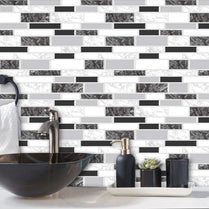 Black and White Gray Stone Strip Vinyl Tile T80124 by Vivid Tiles | Souqify