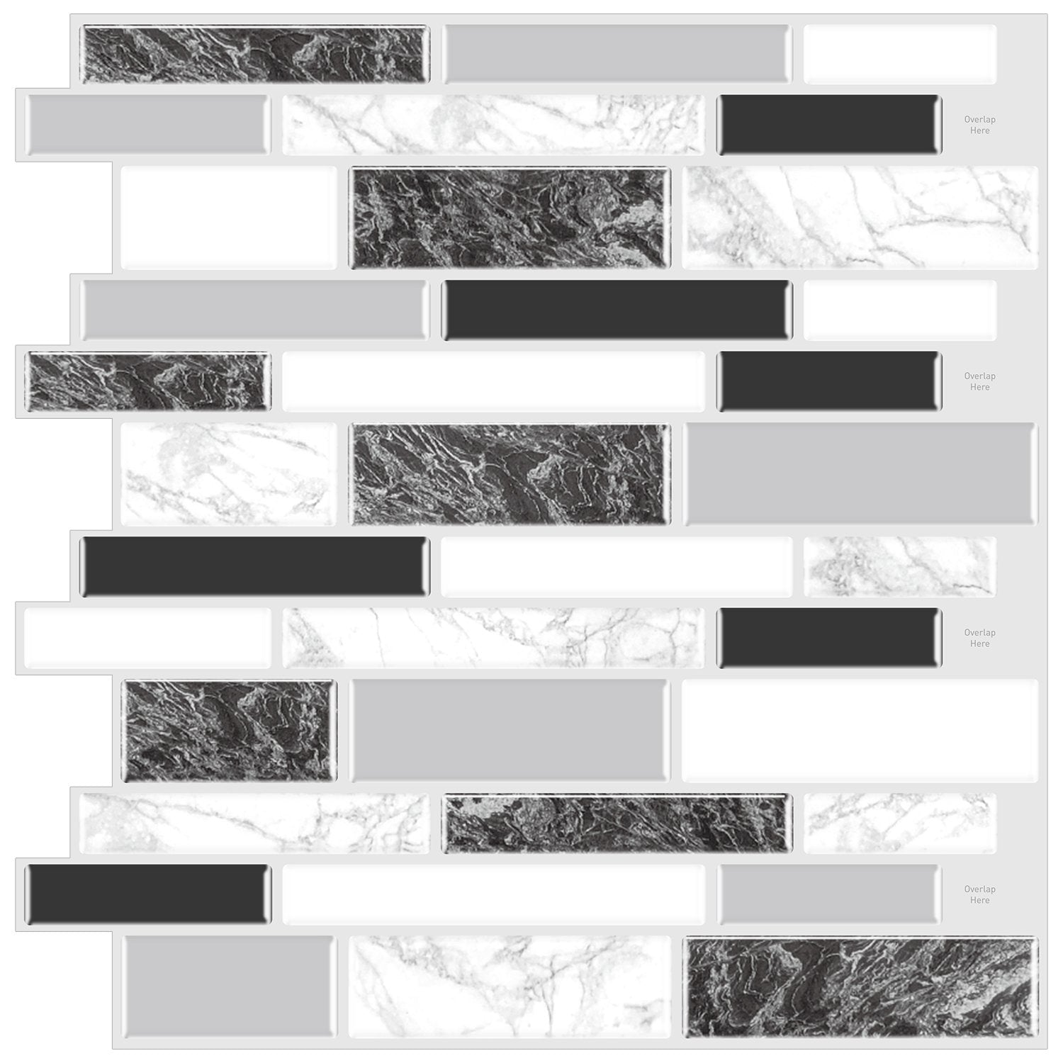 Black and White Gray Stone Strip Vinyl Tile T80124 by Vivid Tiles | Souqify