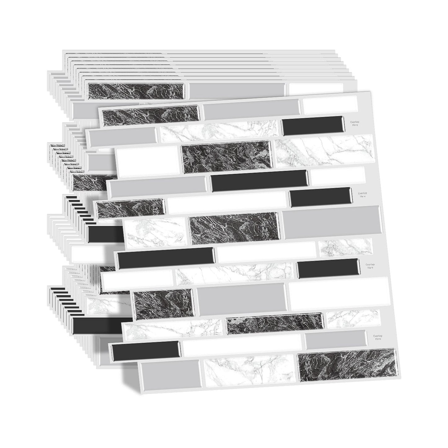 Black and White Gray Stone Strip Vinyl Tile T80124 by Vivid Tiles | Souqify