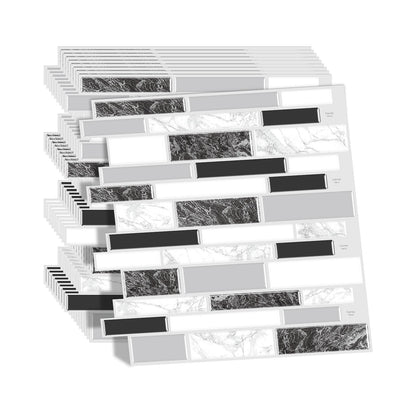 Black and White Gray Stone Strip Vinyl Tile T80124 by Vivid Tiles | Souqify