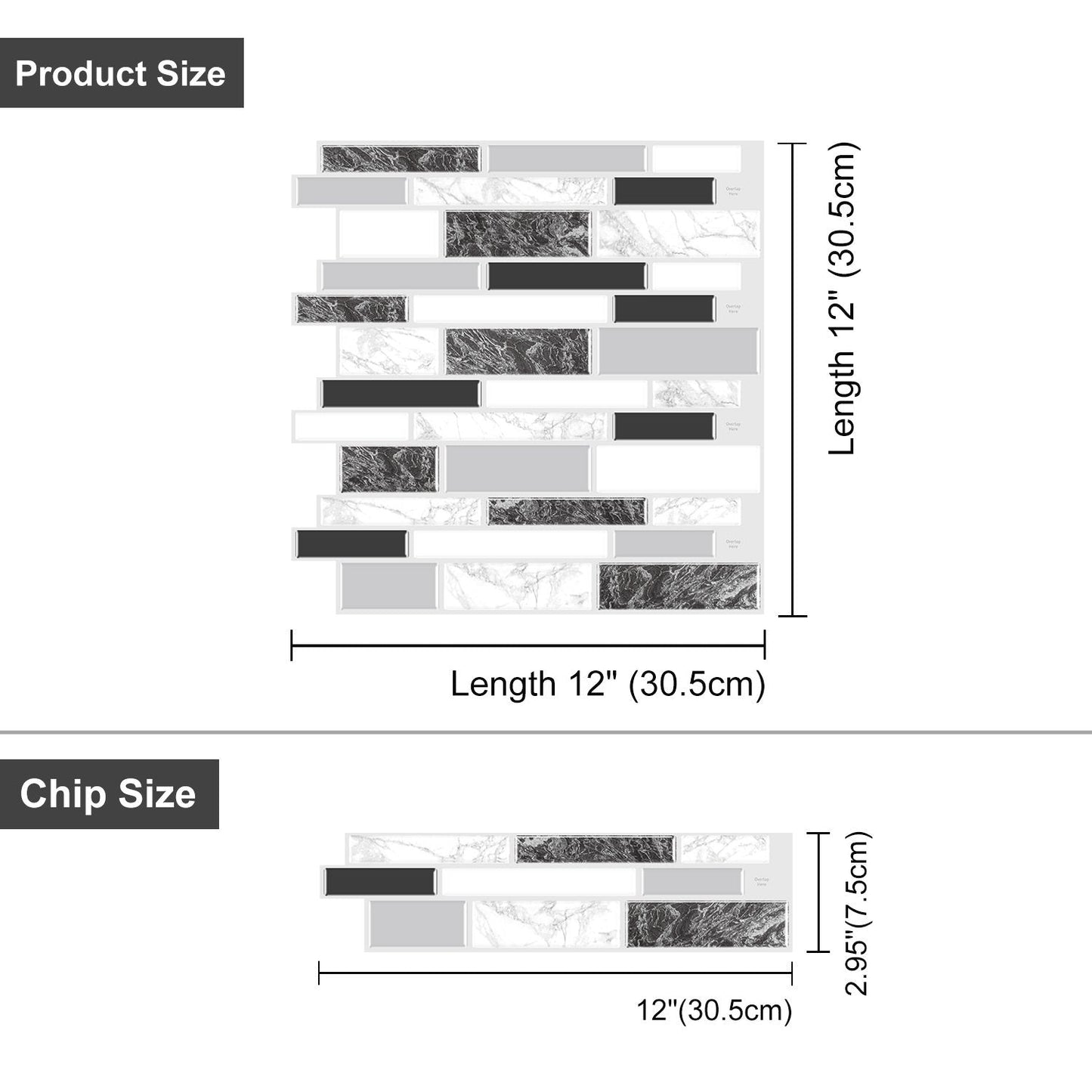 Black and White Gray Stone Strip Vinyl Tile T80124 by Vivid Tiles | Souqify