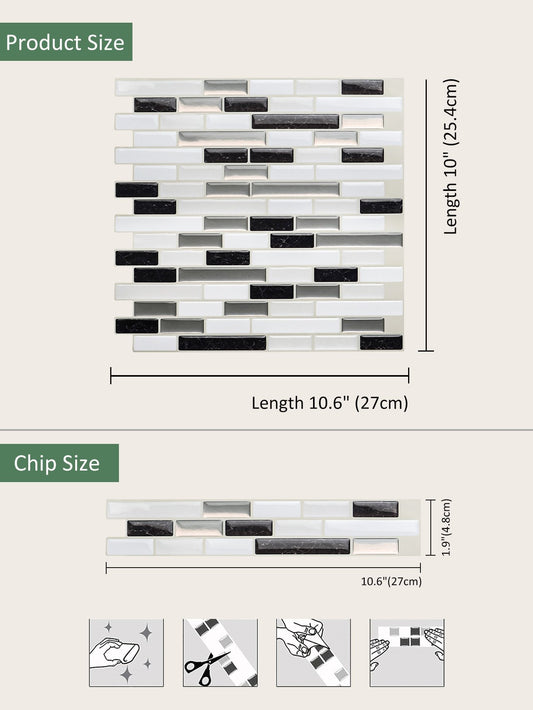 Black Strip Vinyl Wall Tile T80702 by Vivid Tiles | Souqify
