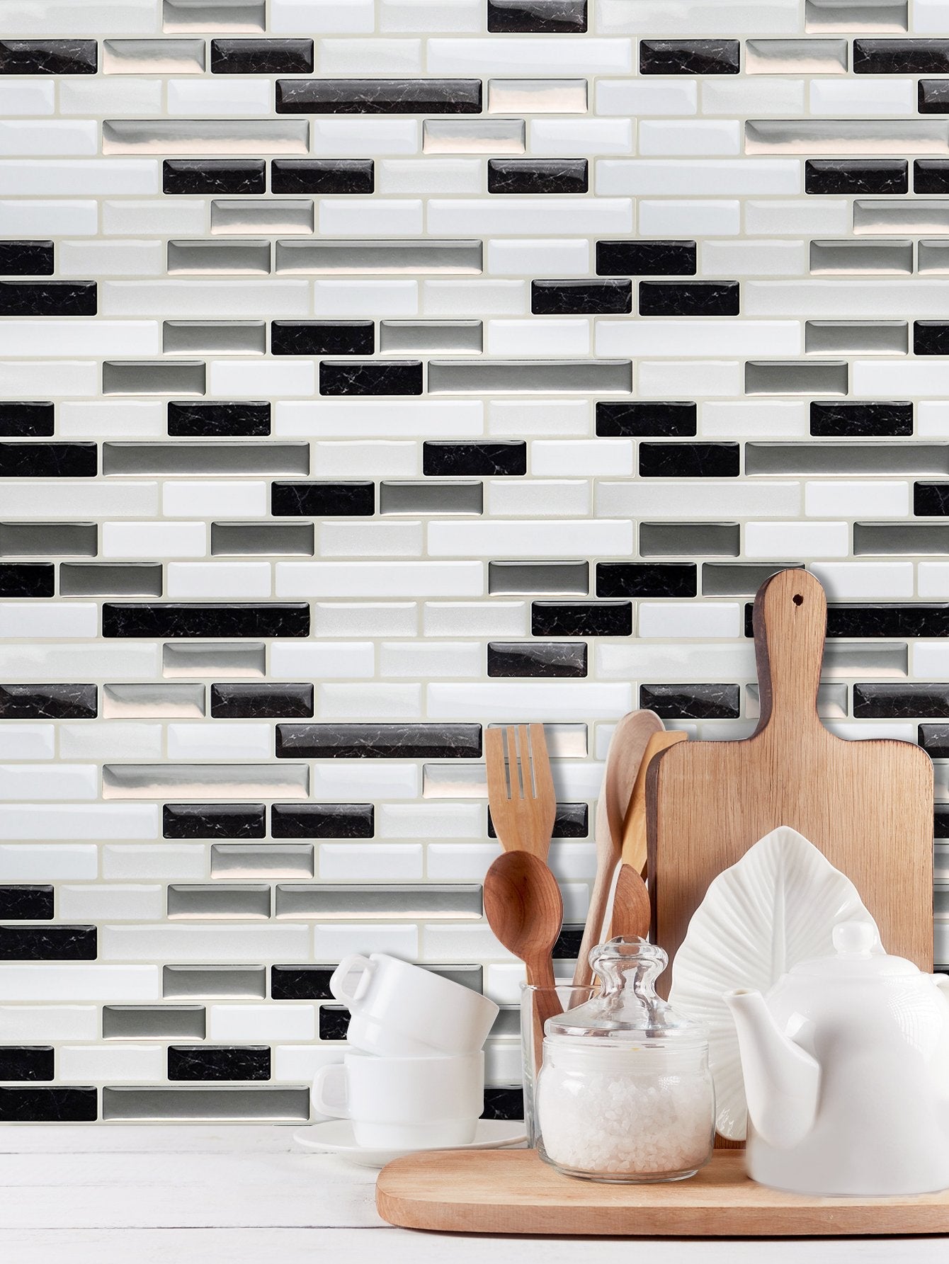 Black Strip Vinyl Wall Tile T80702 by Vivid Tiles | Souqify