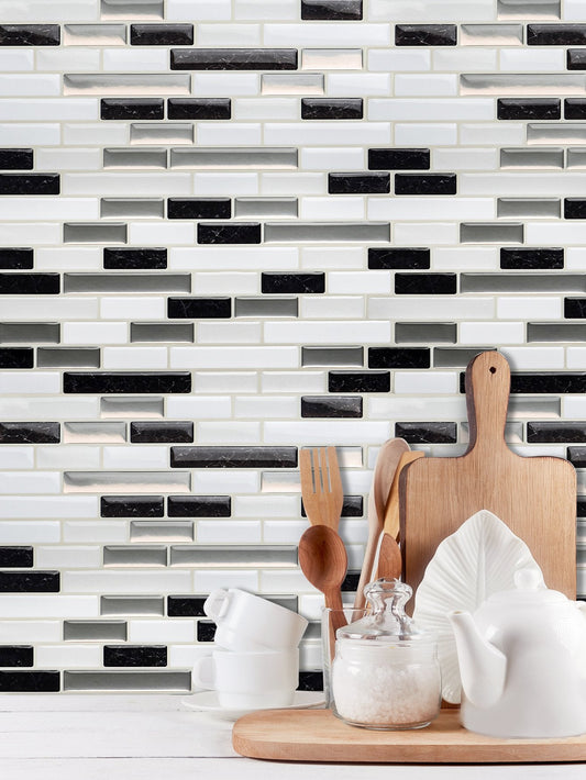 Black Strip Vinyl Wall Tile T80702 by Vivid Tiles | Souqify