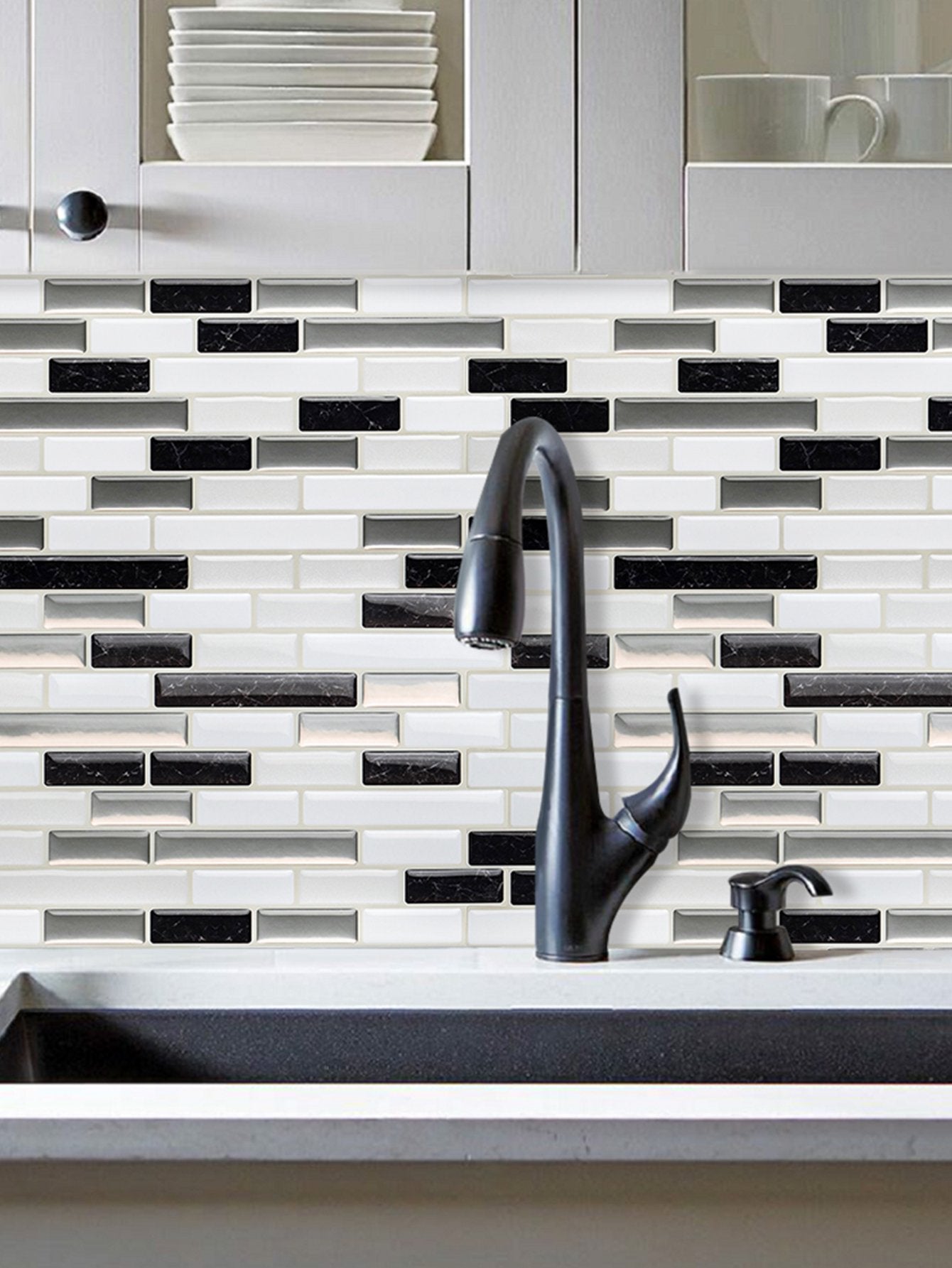 Black Strip Vinyl Wall Tile T80702 by Vivid Tiles | Souqify