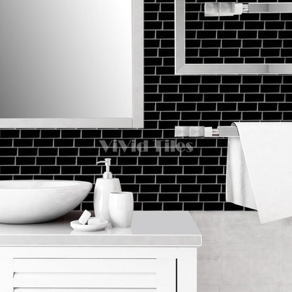 Black Subway Vinyl Tiles T80719L by Vivid Tiles | Souqify