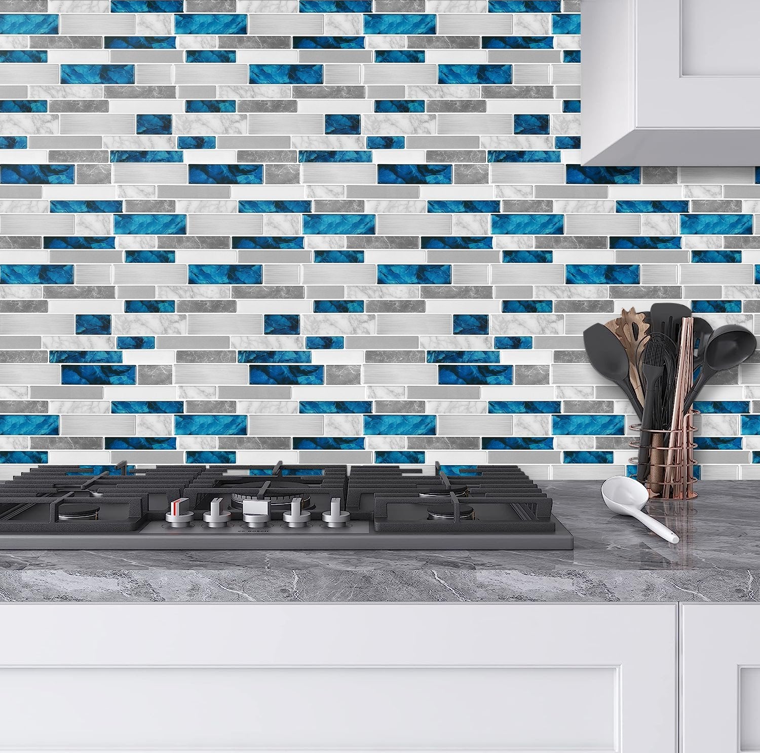 Blue Gray Strip Vinyl Tile T80122 by Vivid Tiles | Souqify