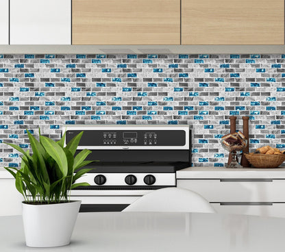 Blue Ice Crack Strip Vinyl Tile T80023 by Vivid Tiles | Souqify