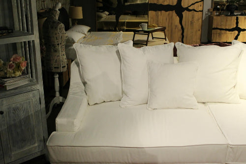 White sofa with decorative pillows in a room setting - Bodrum Collection Sofa – Elegance Meets Everyday Comfort | Vella Concept