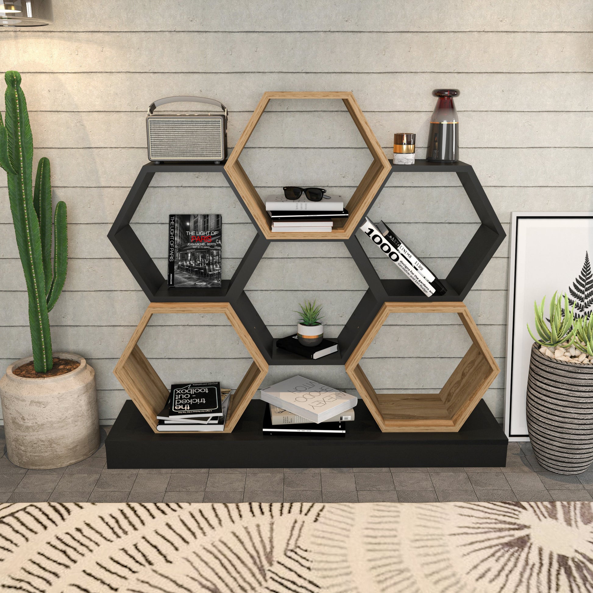 Bookshelf Cicek - Black, Oak-CCK43BC03 Black
Oak 135 X 35 X 19 by DECOROTIKA | Souqify
