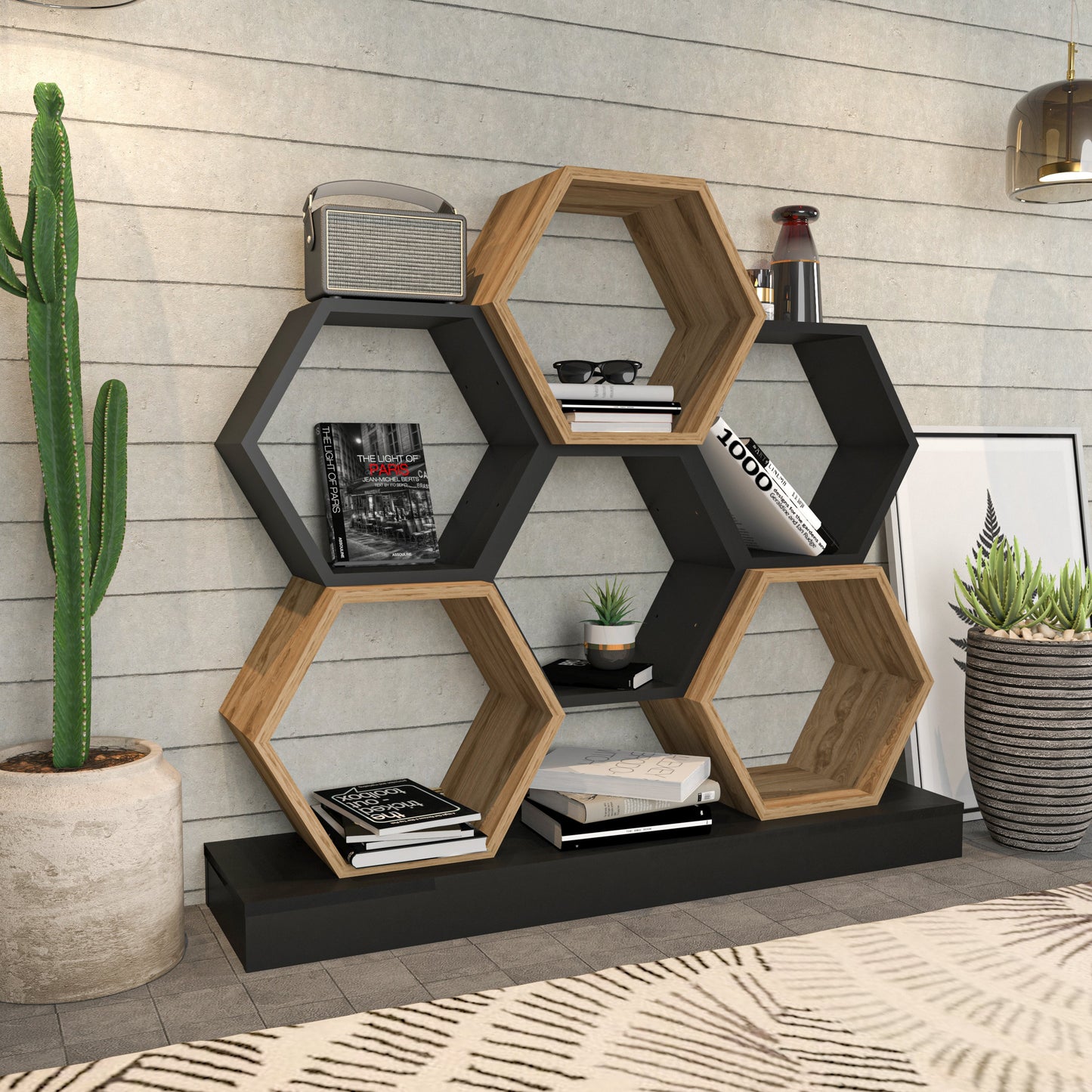 Bookshelf Cicek - Black, Oak-CCK43BC03 Black
Oak 135 X 35 X 19 by DECOROTIKA | Souqify