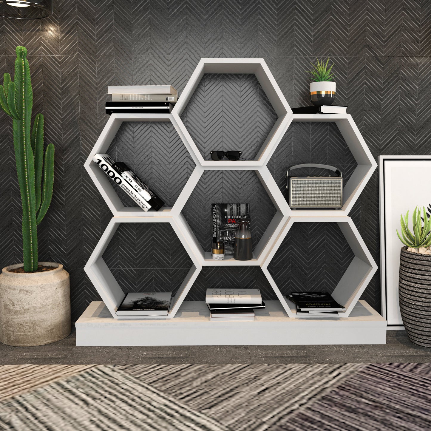 Bookshelf Cicek - White-CCK43BC01 White 135 X 35 X 19 by DECOROTIKA | Souqify