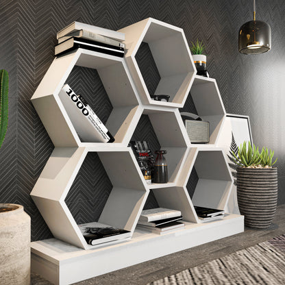 Bookshelf Cicek - White-CCK43BC01 White 135 X 35 X 19 by DECOROTIKA | Souqify