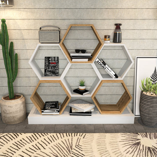 Bookshelf Cicek - White, Oak-CCK43BC02 White
Oak 135 X 35 X 19 by DECOROTIKA | Souqify