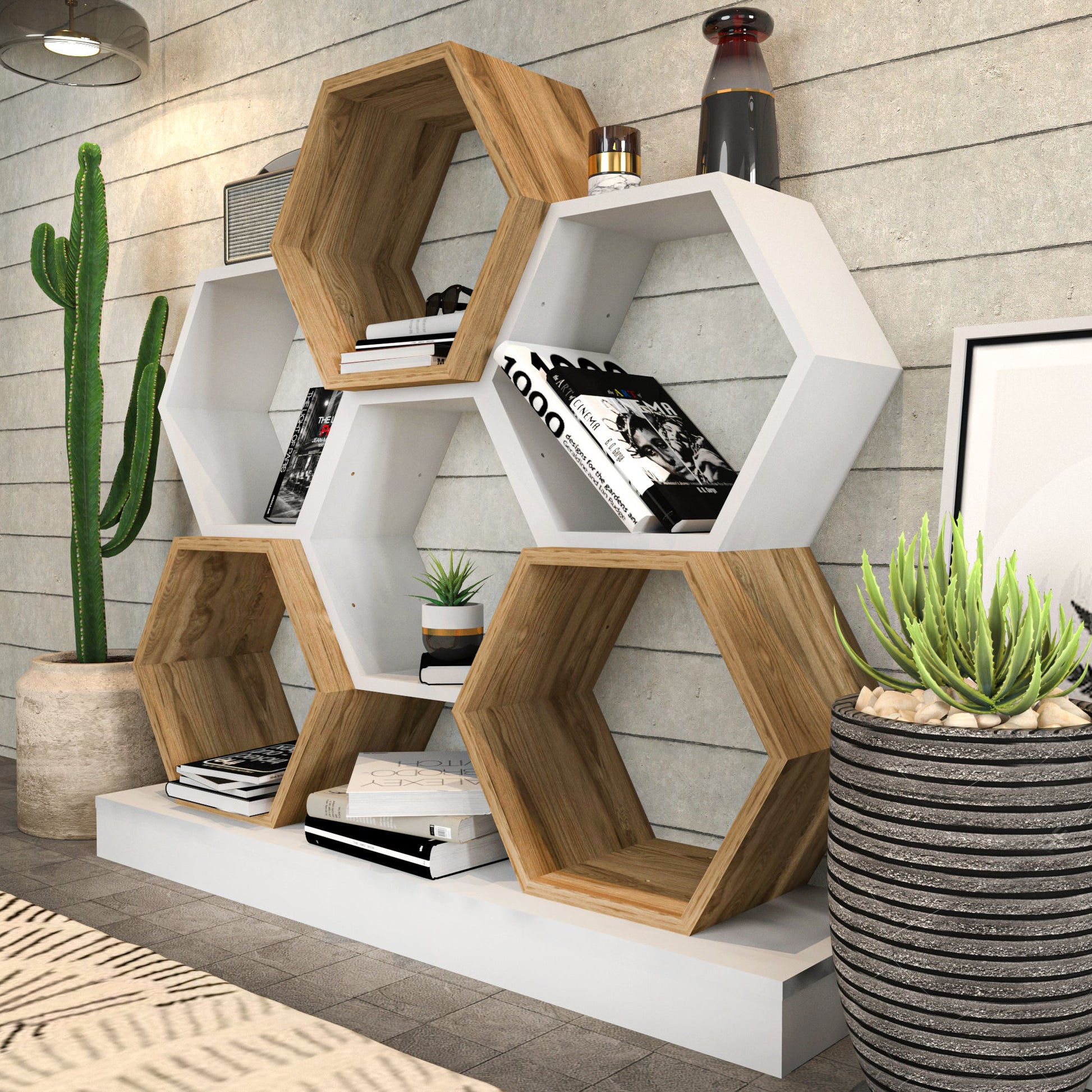 Bookshelf Cicek - White, Oak-CCK43BC02 White
Oak 135 X 35 X 19 by DECOROTIKA | Souqify
