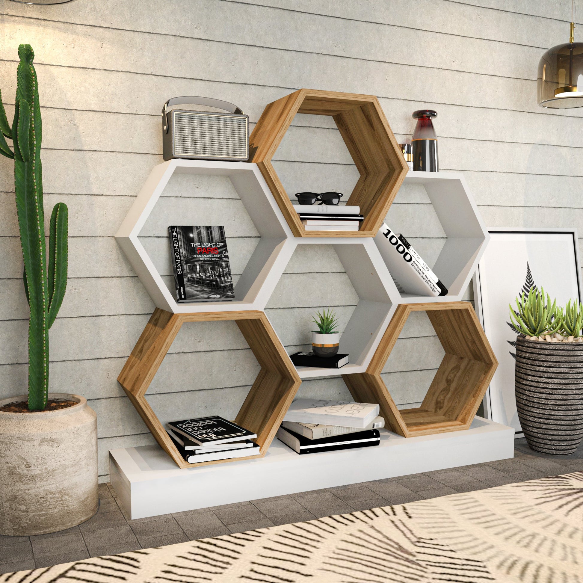 Bookshelf Cicek - White, Oak-CCK43BC02 White
Oak 135 X 35 X 19 by DECOROTIKA | Souqify