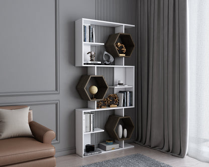 Bookshelf Darla - White, Walnut-DRLA67BC02 White
Walnut 105 X 32 X 30 by DECOROTIKA | Souqify