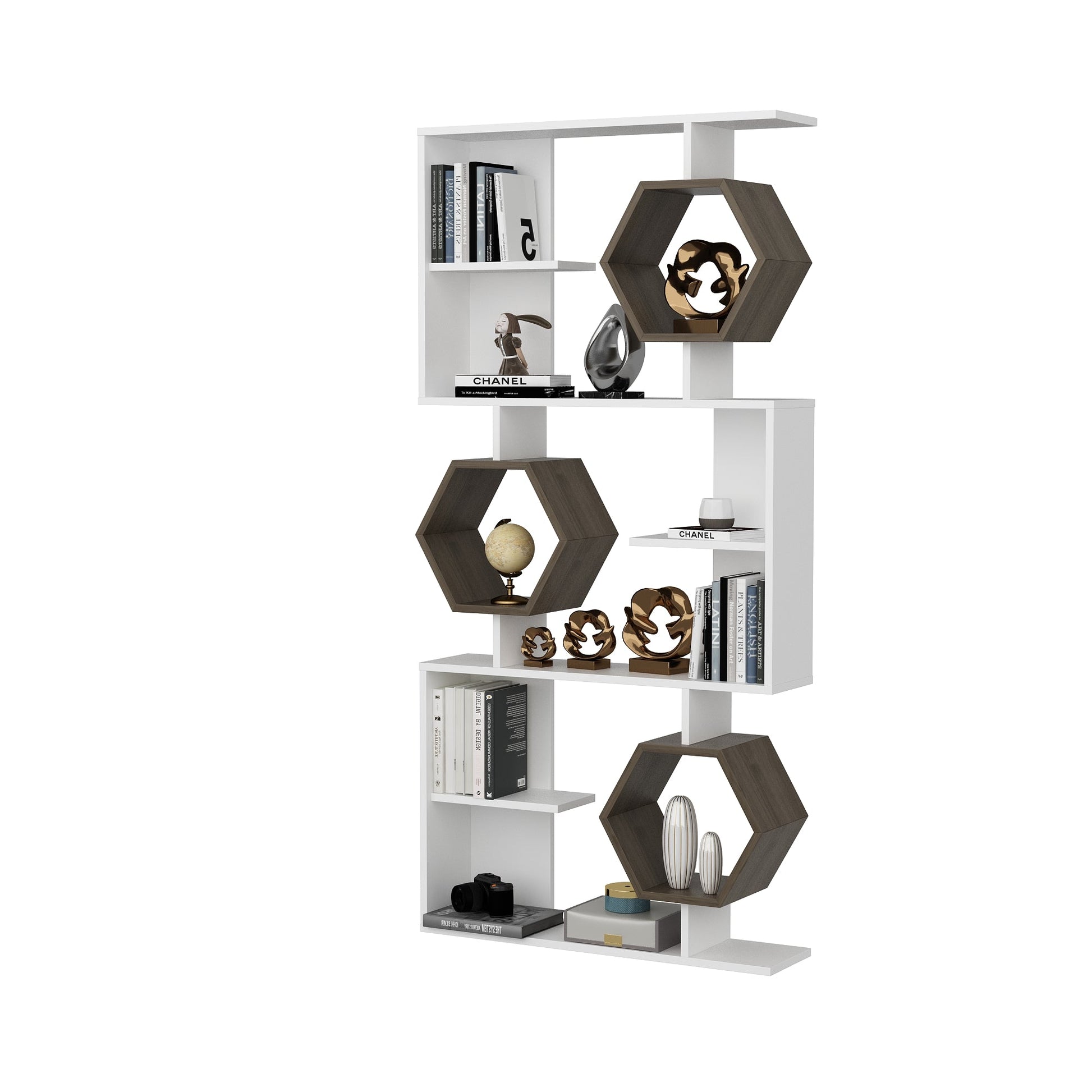 Bookshelf Darla - White, Walnut-DRLA67BC02 White
Walnut 105 X 32 X 30 by DECOROTIKA | Souqify