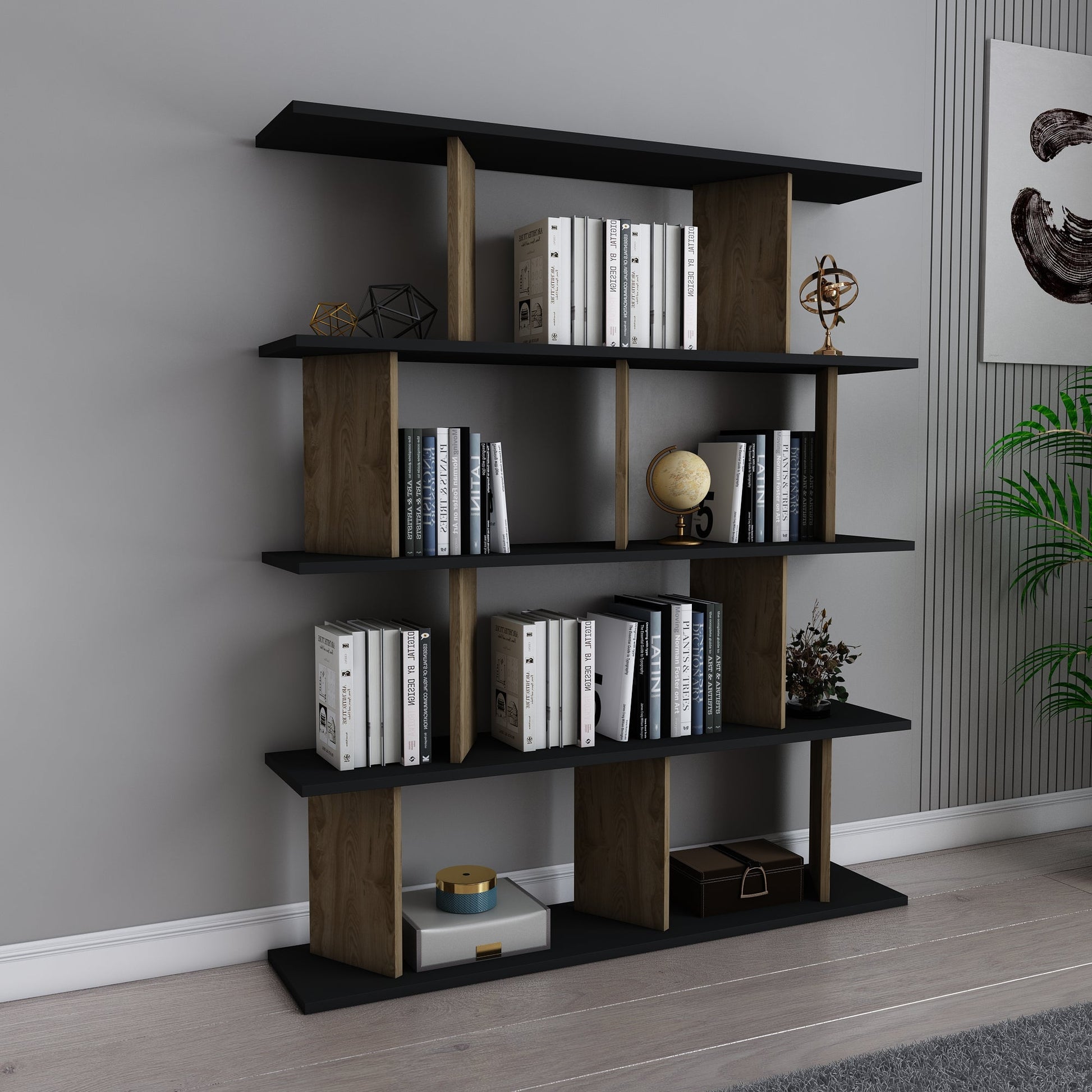 Bookshelf Grace - Black, Oak-GRC47BC03 Black
Oak 136 X 30 X 22 by DECOROTIKA | Souqify