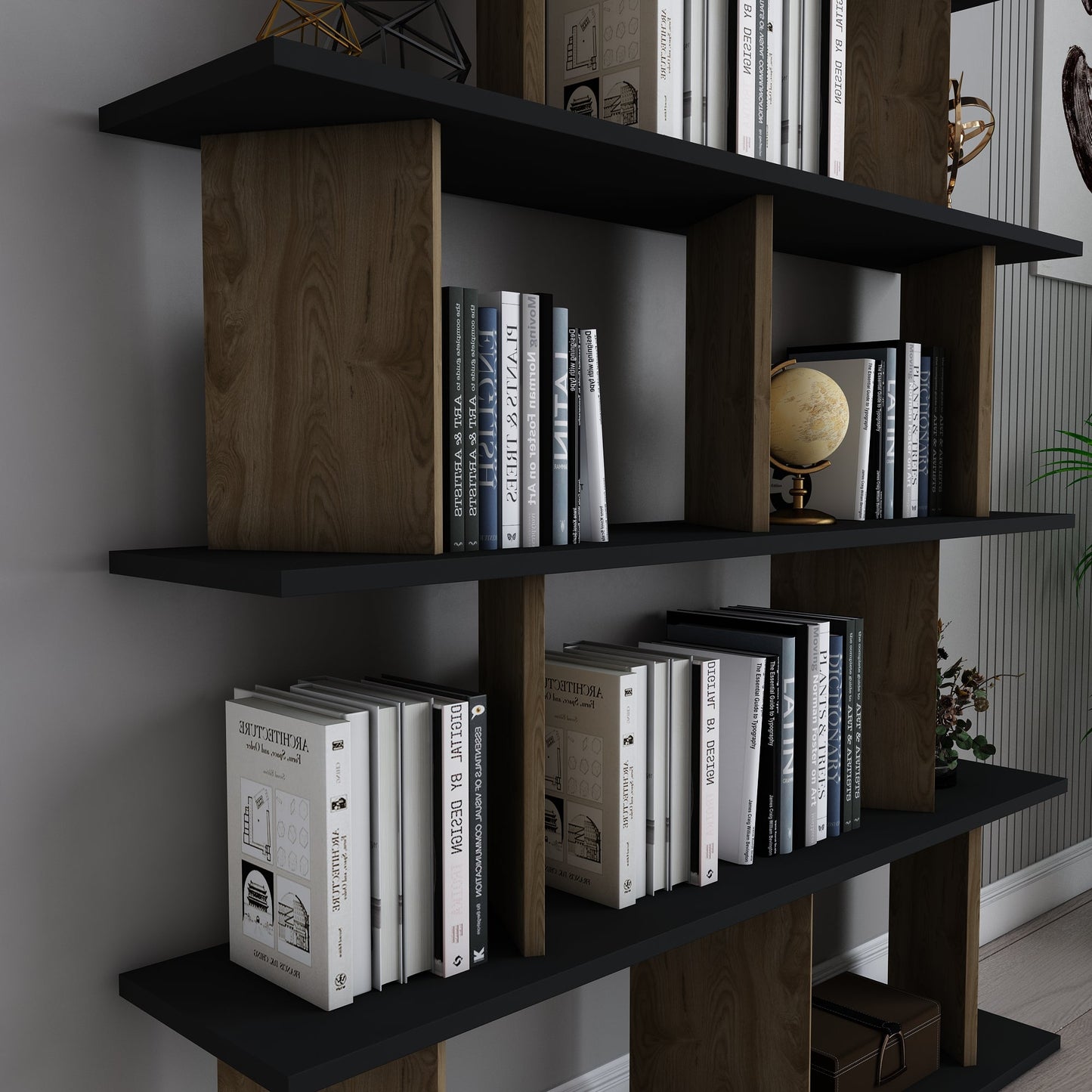 Bookshelf Grace - Black, Oak-GRC47BC03 Black
Oak 136 X 30 X 22 by DECOROTIKA | Souqify