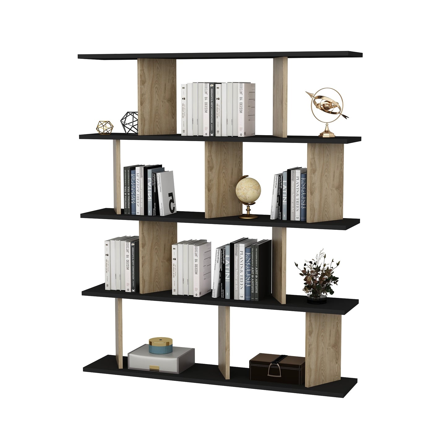 Bookshelf Grace - Black, Oak-GRC47BC03 Black
Oak 136 X 30 X 22 by DECOROTIKA | Souqify