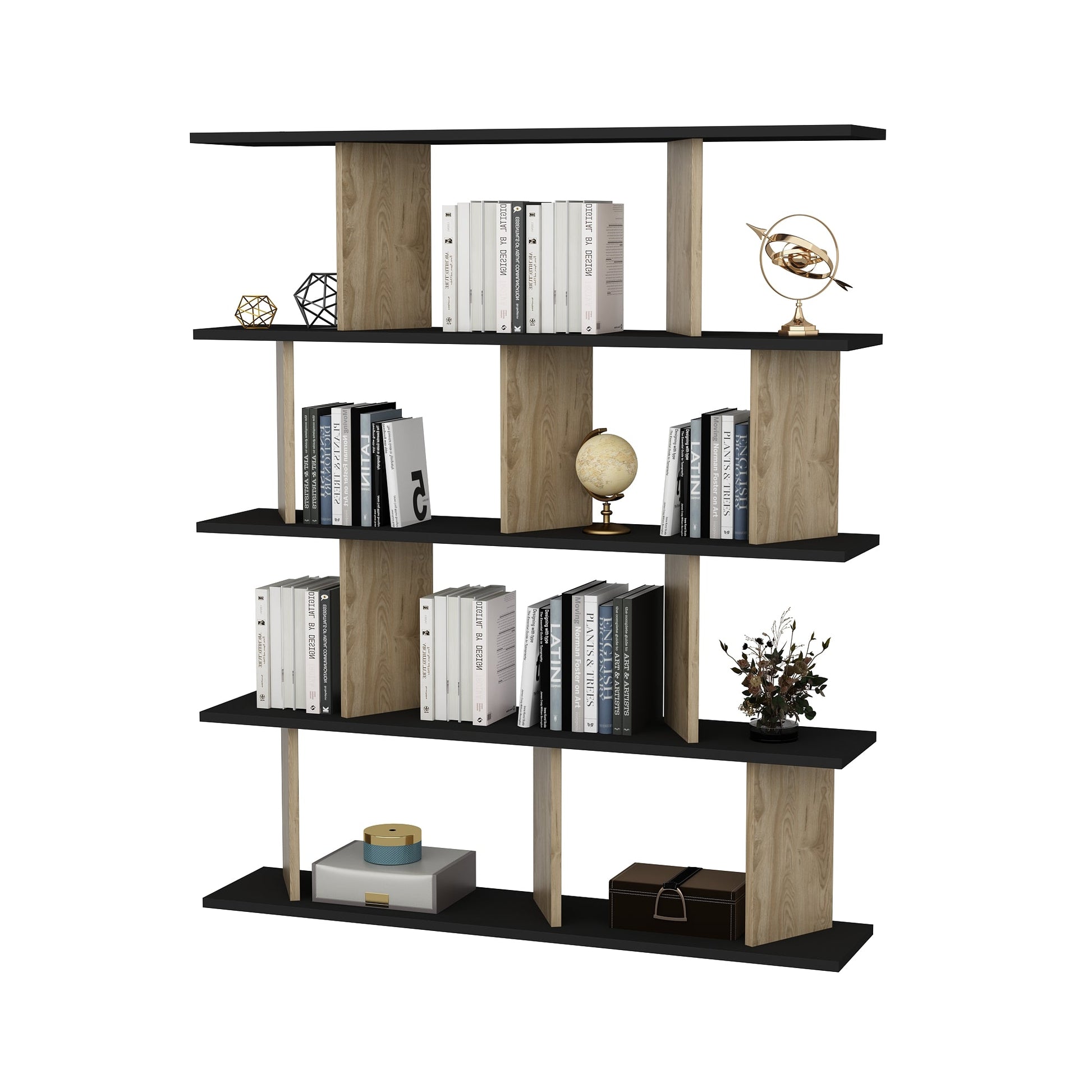 Bookshelf Grace - Black, Oak-GRC47BC03 Black
Oak 136 X 30 X 22 by DECOROTIKA | Souqify