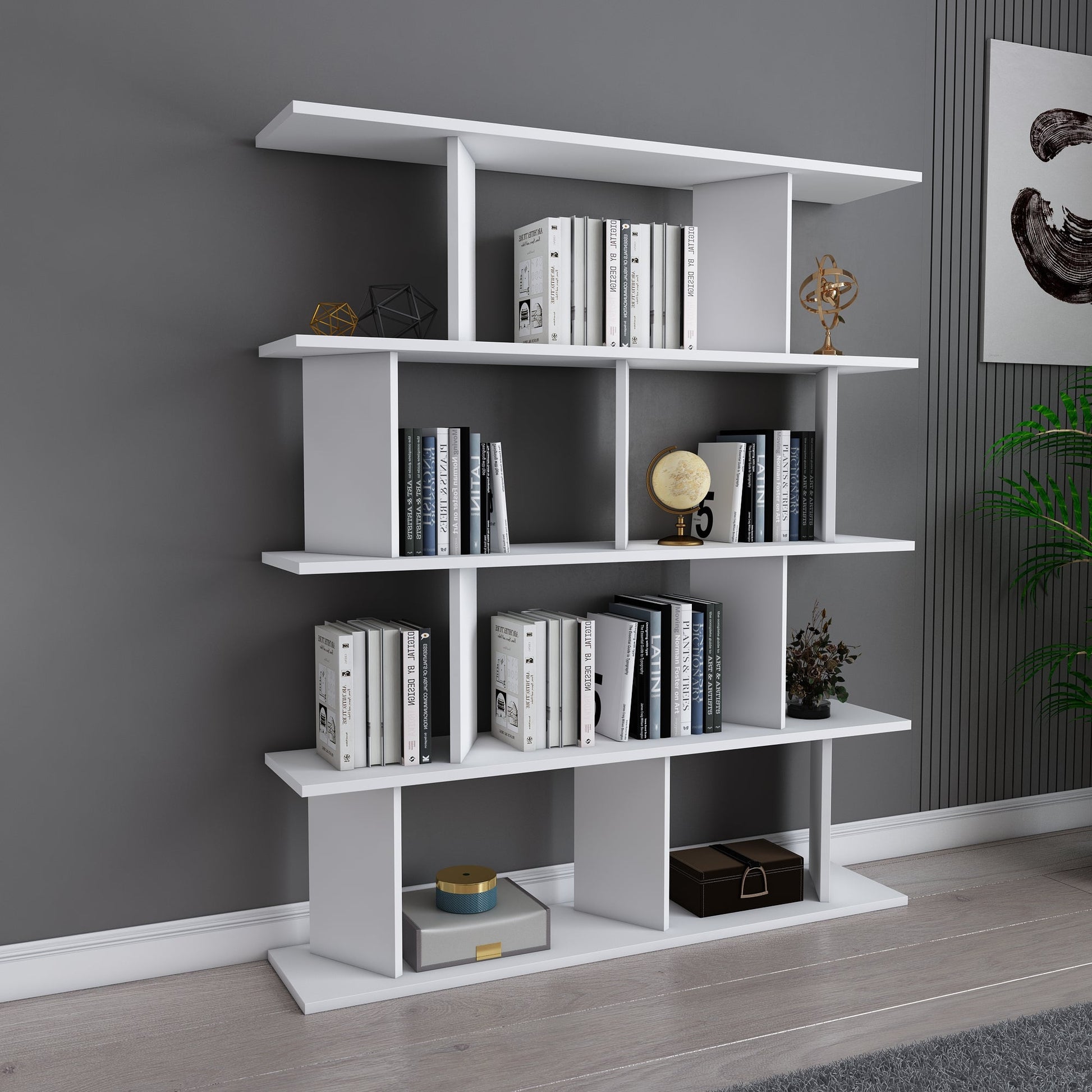Bookshelf Grace - White-GRC47BC01 White 136 X 30 X 22 by DECOROTIKA | Souqify