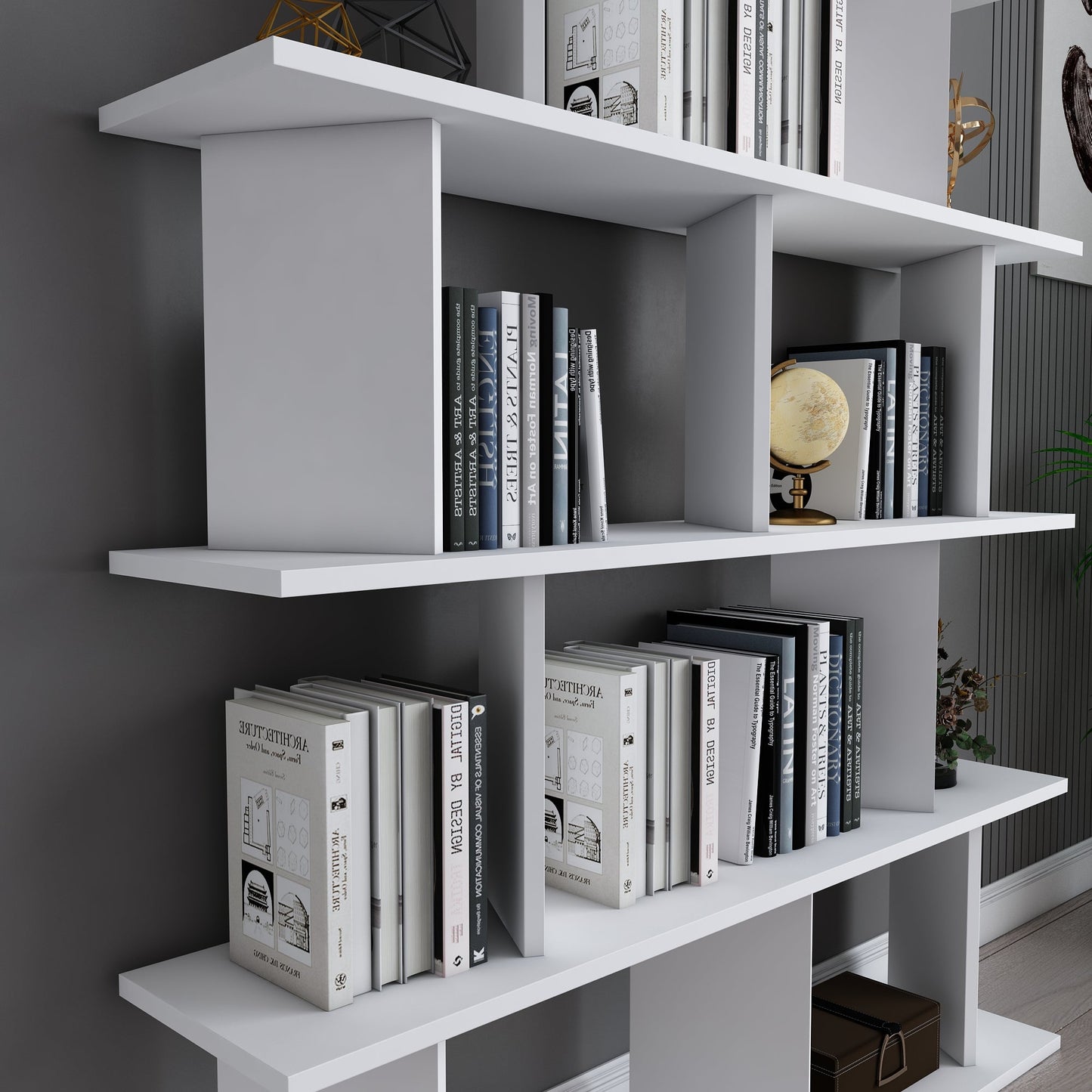 Bookshelf Grace - White-GRC47BC01 White 136 X 30 X 22 by DECOROTIKA | Souqify