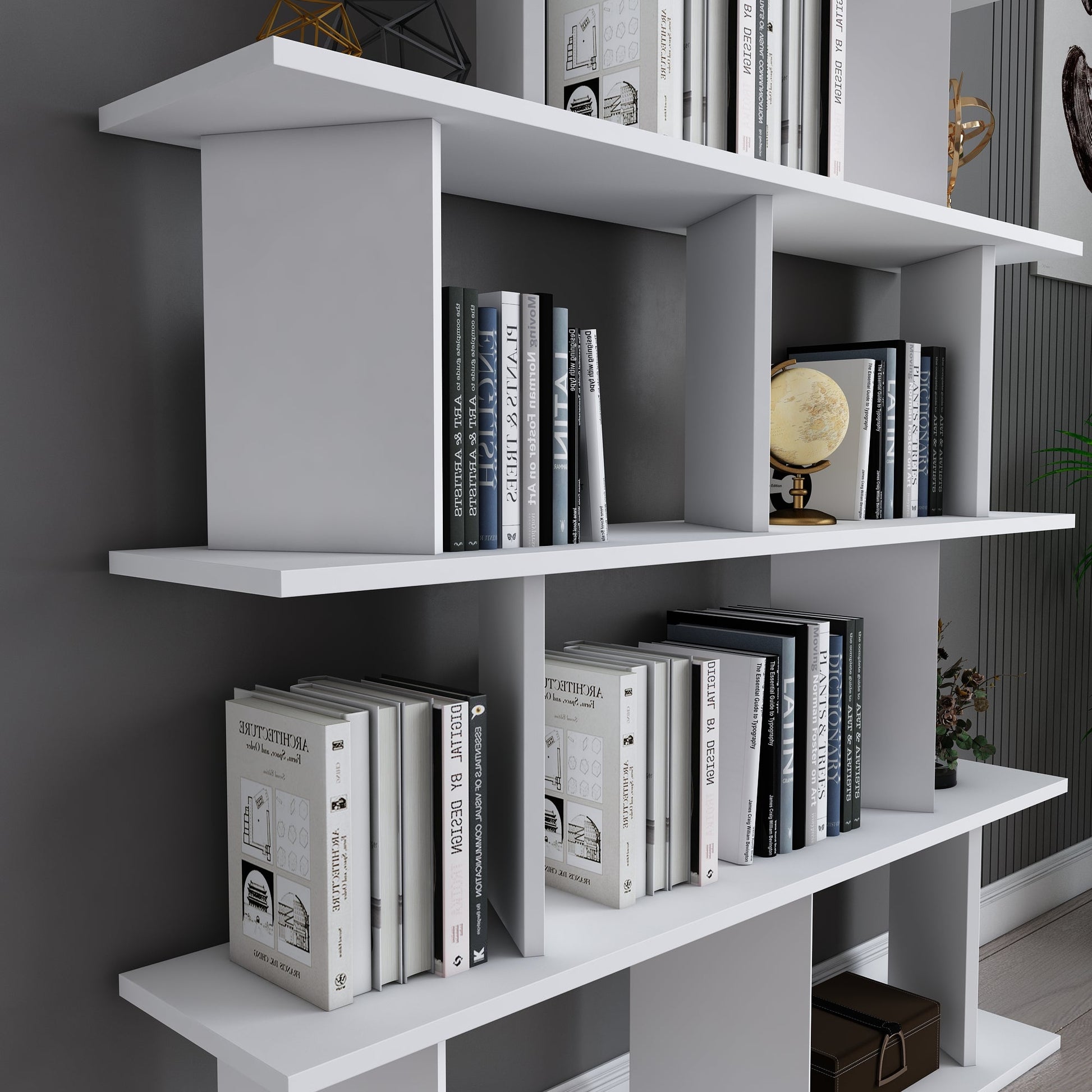 Bookshelf Grace - White-GRC47BC01 White 136 X 30 X 22 by DECOROTIKA | Souqify