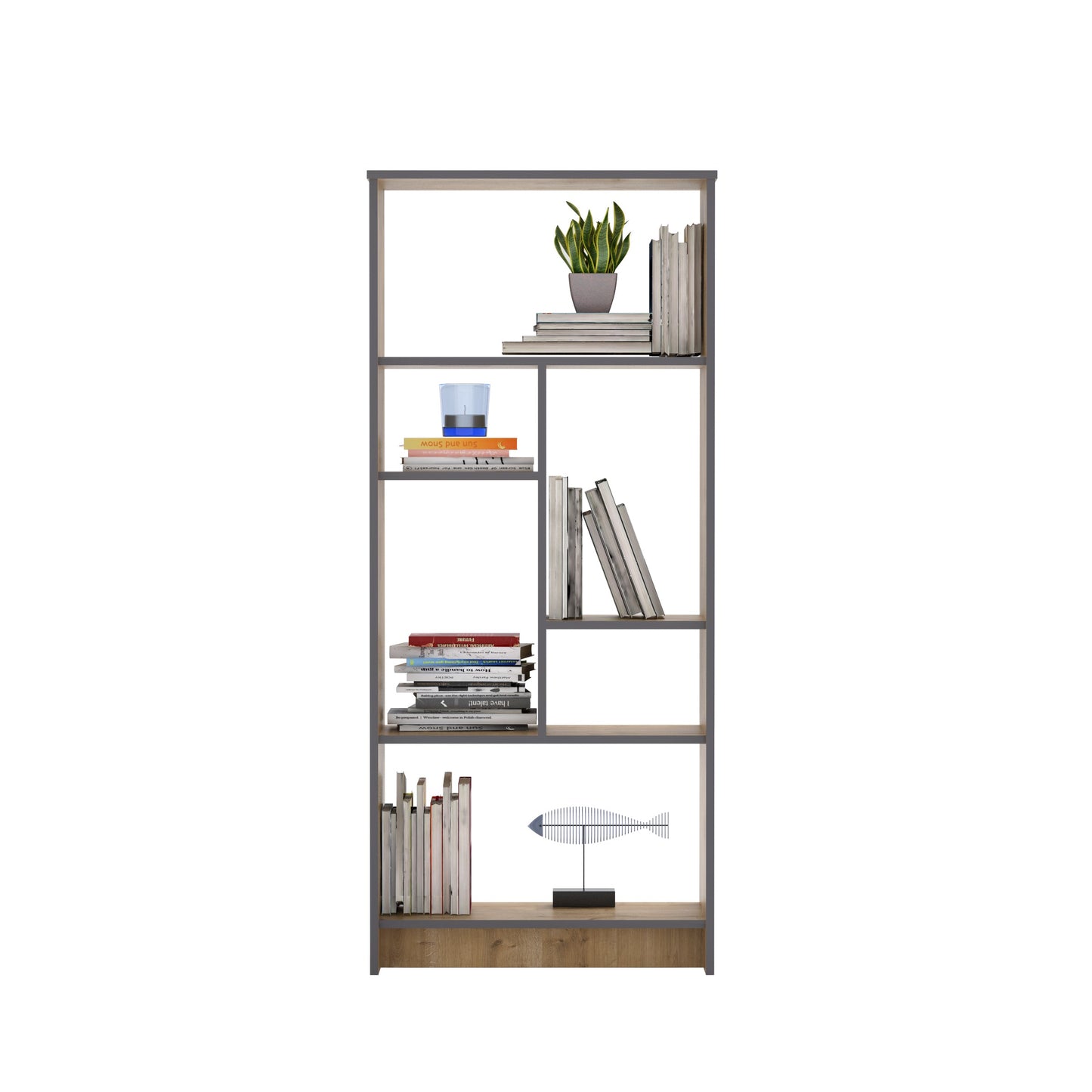 Bookshelf Manhattan - Oak-MN69BCM01-W Oak
Dark Grey 182 X 40 X 15 by DECOROTIKA | Souqify