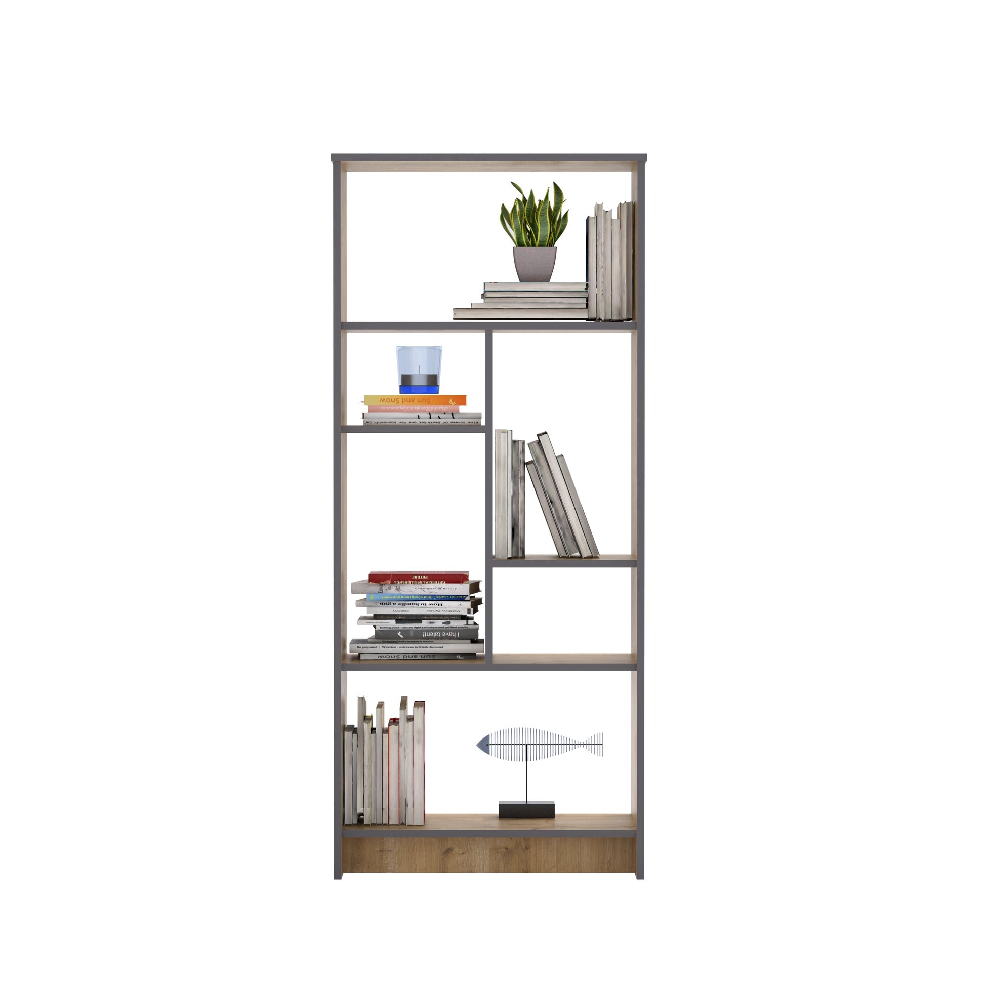 Bookshelf Manhattan - Oak-MN69BCM01-W Oak
Dark Grey 182 X 40 X 15 by DECOROTIKA | Souqify