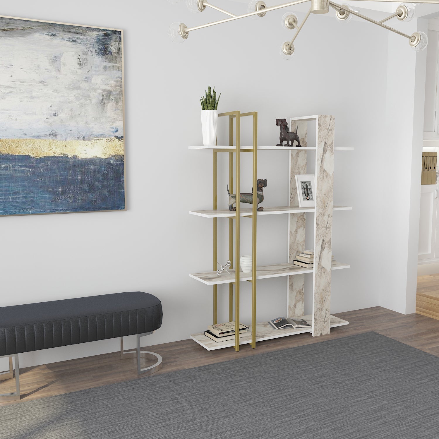 Bookshelf Onno Bookcase Ephesus Gold-ONN63BC01 Ephesus Gold 180 X 45 X 20 by DECOROTIKA | Souqify