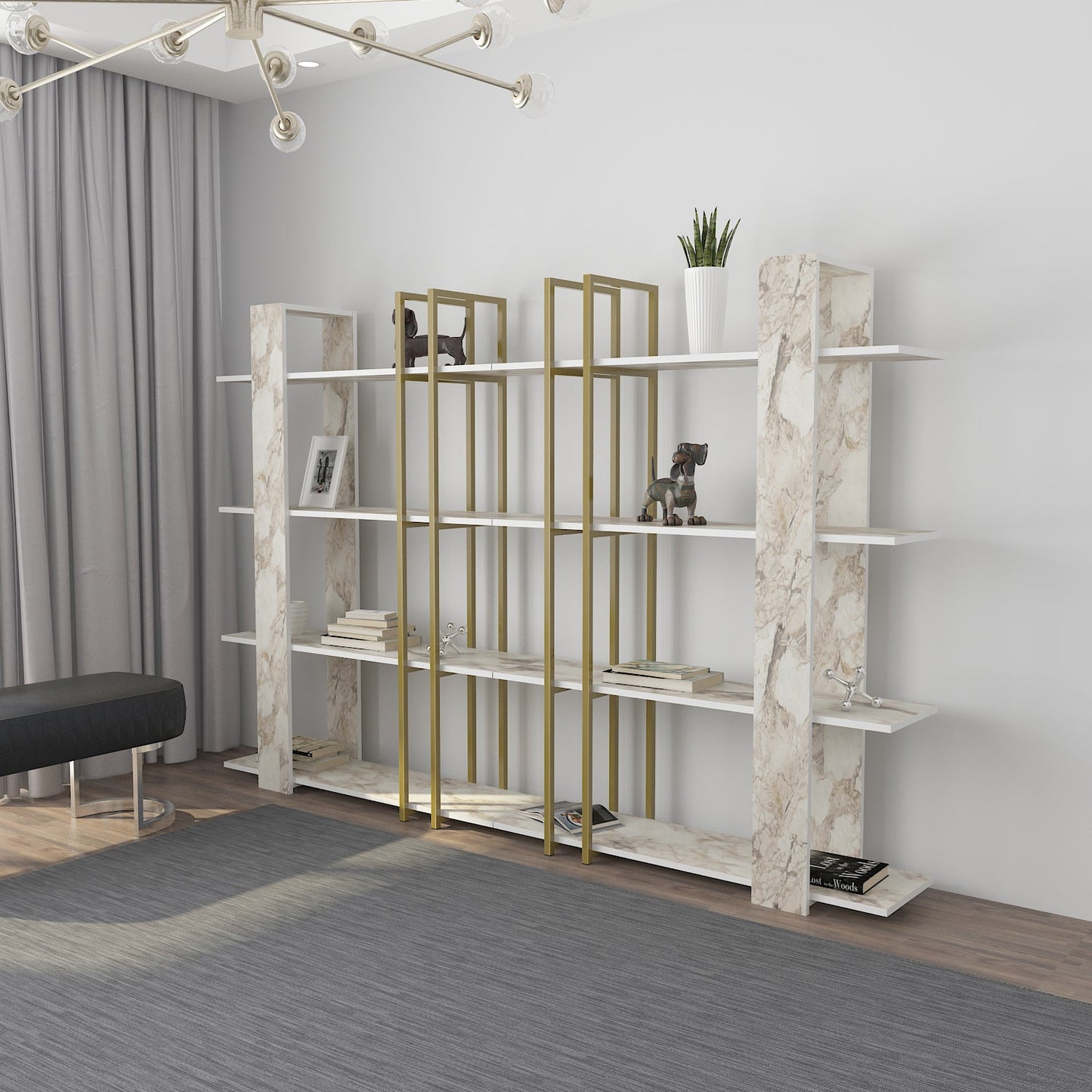 Bookshelf Onno Bookcase Ephesus Gold-ONN63BC01 Ephesus Gold 180 X 45 X 20 by DECOROTIKA | Souqify