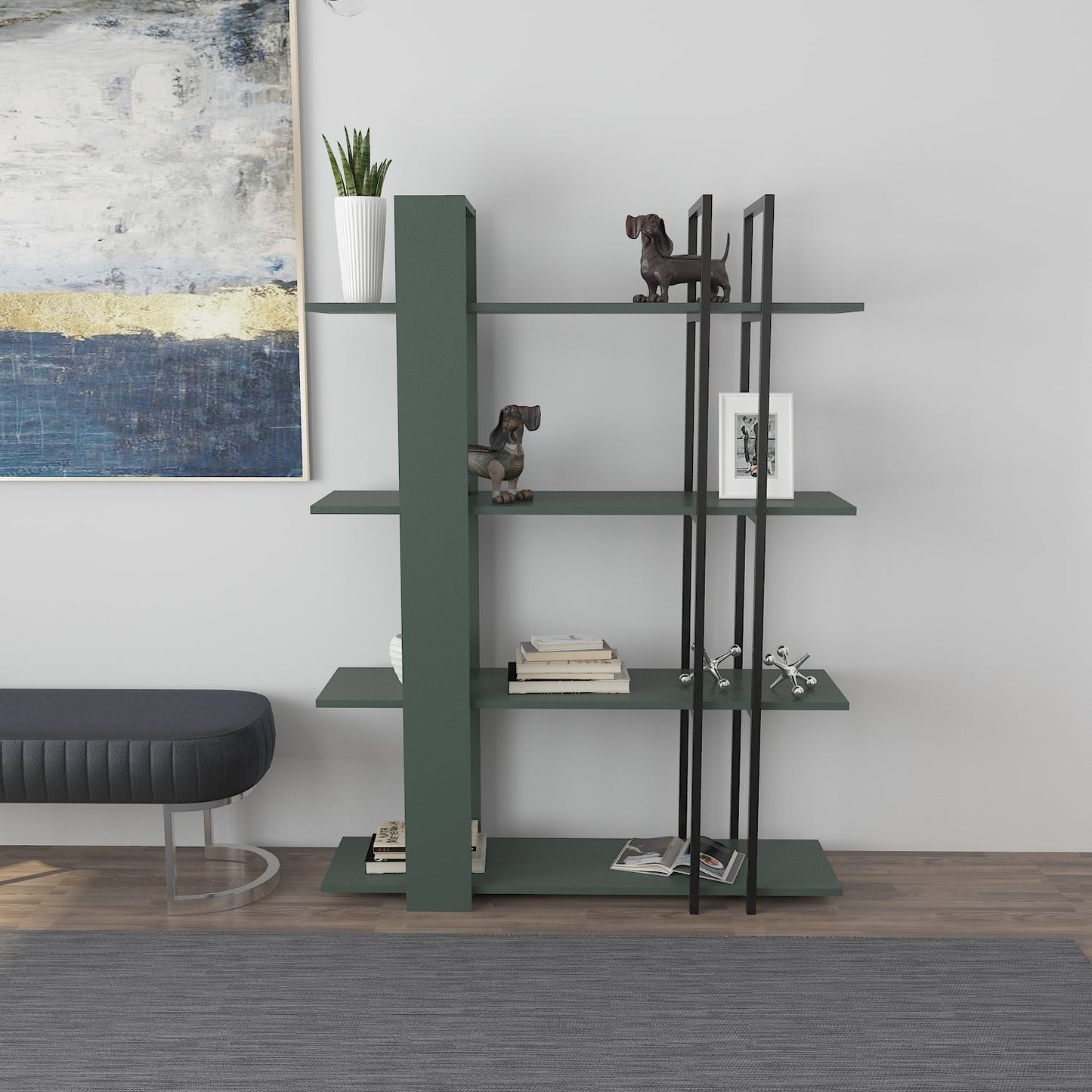 Bookshelf Onno Bookcase Silva Siyah-ONN63BC04 Silva Siyah 180 X 45 X 20 by DECOROTIKA | Souqify